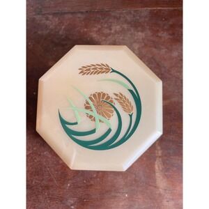 vintage MerleNorman Cosmetic Box with Pearlescent color and Floral Design